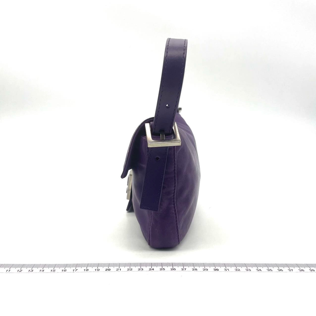 Fendi Baguette   Purple Lambskin Leather Shoulder Bag Silver Hardware