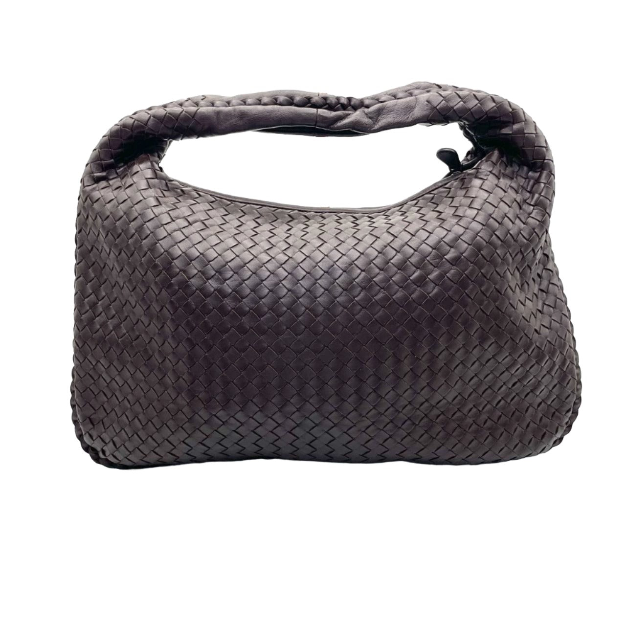 Bottega Veneta Intrecciato Hobo Bag Medium Chocolate Brown Lambskin leather 48cm