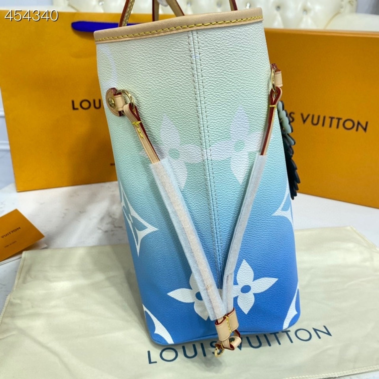 Top Quality Neverfull MM Tote Bag Monogram Giant Canvas Blue For Women,  Shoulder Bags 12.2in/31cm Top Quality M45678