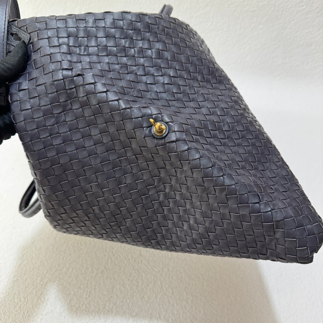 Bottega Veneta Maxi Convertible Tote Bag Hobo Dark Navy Leather Two-way Carry 50cm