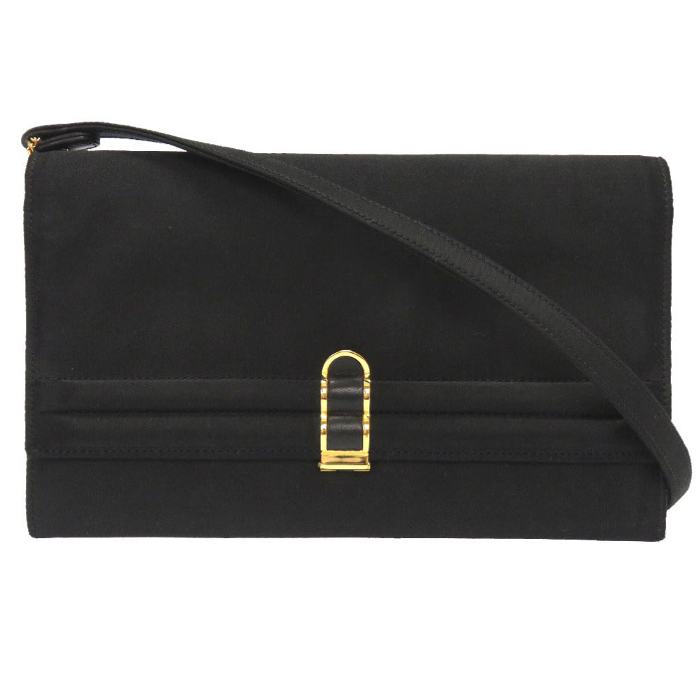 HERMES Shoulder Bag Satin black Cooktail Vintage Women  d