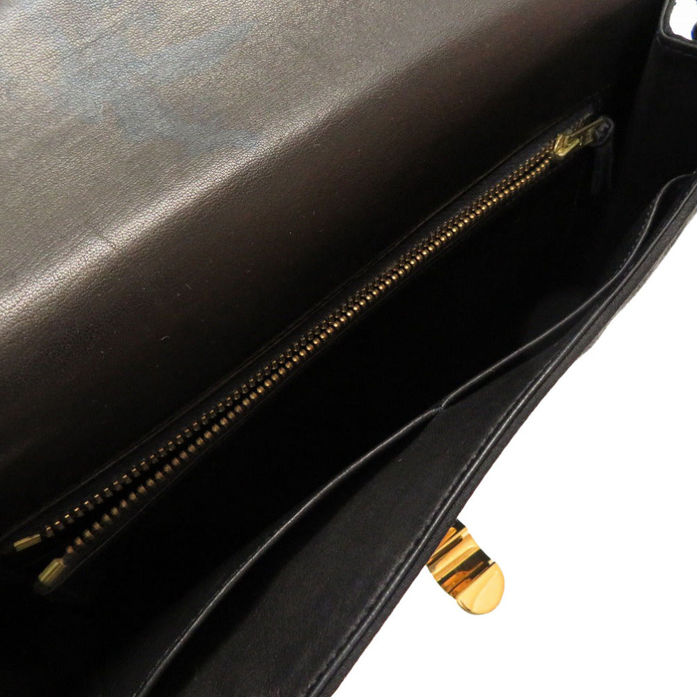 HERMES Shoulder Bag Satin black Cooktail Vintage Women  d