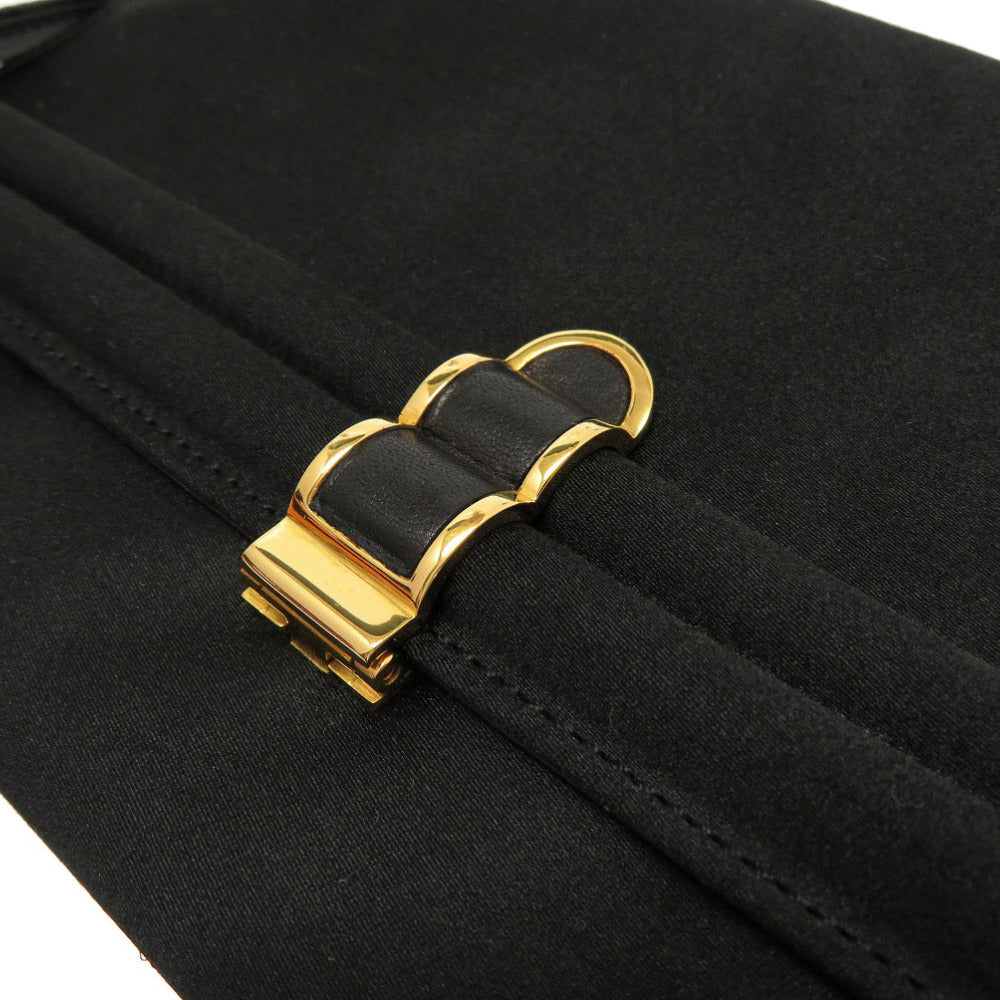 HERMES Shoulder Bag Satin black Cooktail Vintage Women  d