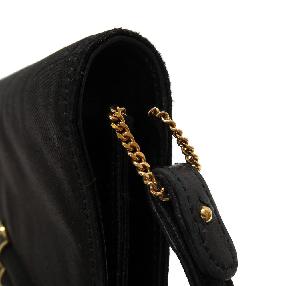HERMES Shoulder Bag Satin black Cooktail Vintage Women  d
