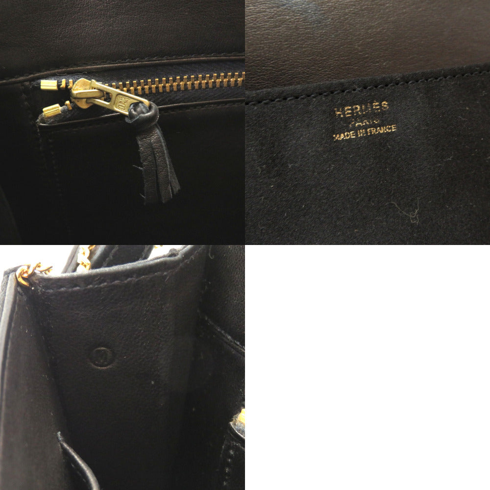 HERMES Shoulder Bag Satin black Cooktail Vintage Women  d