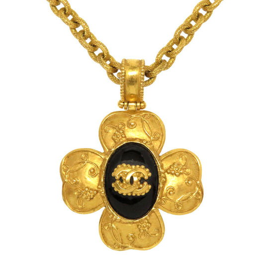 CHANEL Necklace Stone black   COCO Mark Women