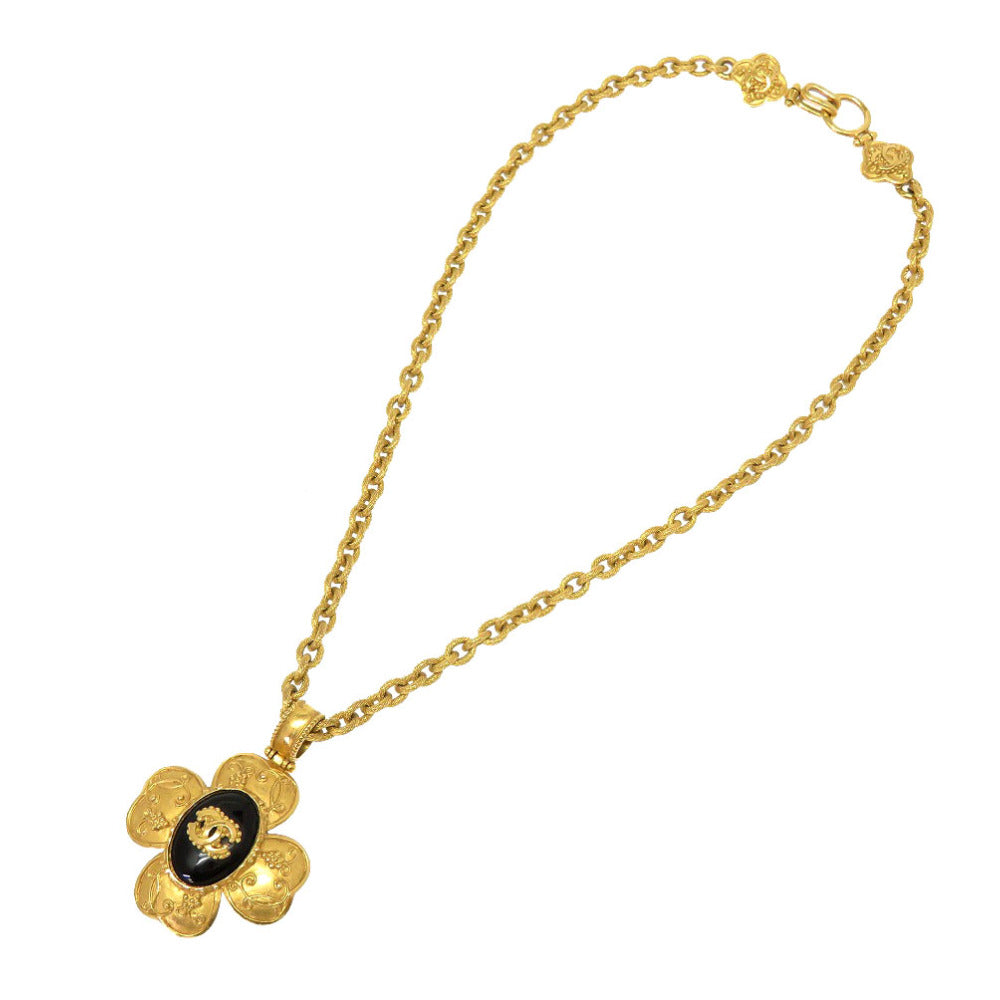 CHANEL Necklace Stone black   COCO Mark Women