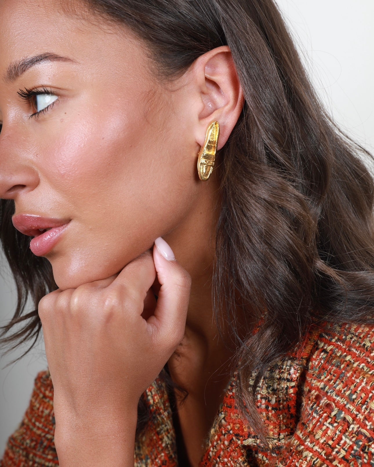 Celine   92 Yellow Gold Shoe Charm  Clip-On Earrings