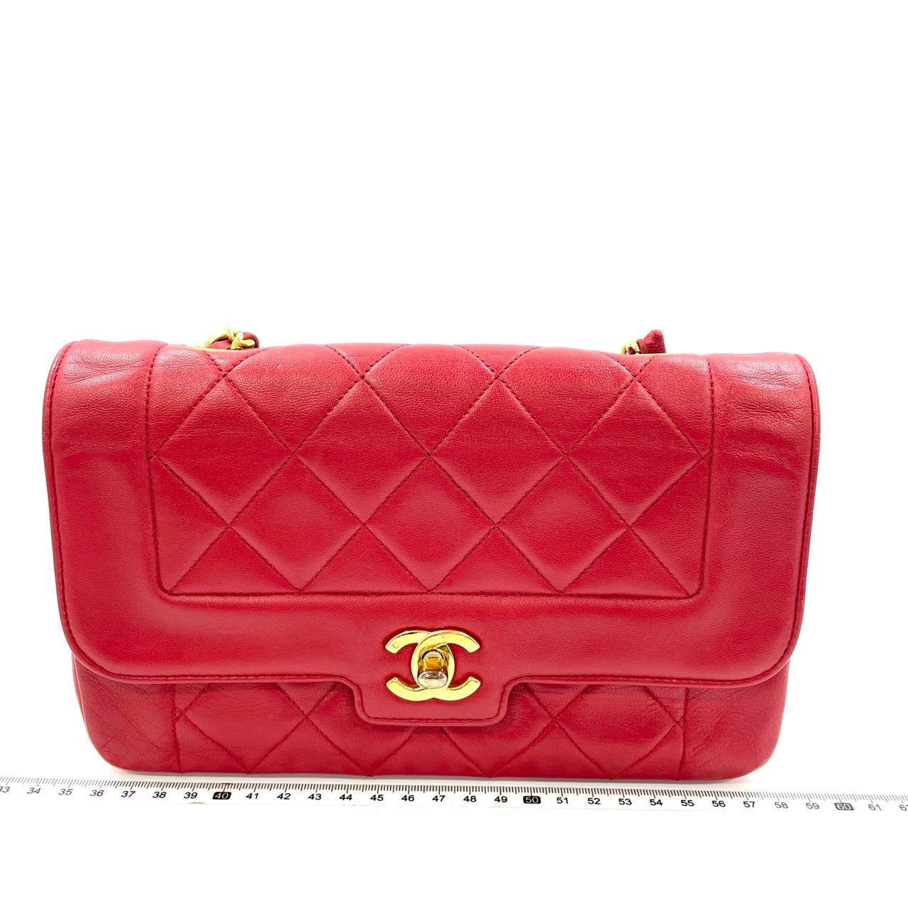 Chanel Diana CC Flap Bag Small   Red Lambskin Leather with 24k Gold HW, 1989-1991