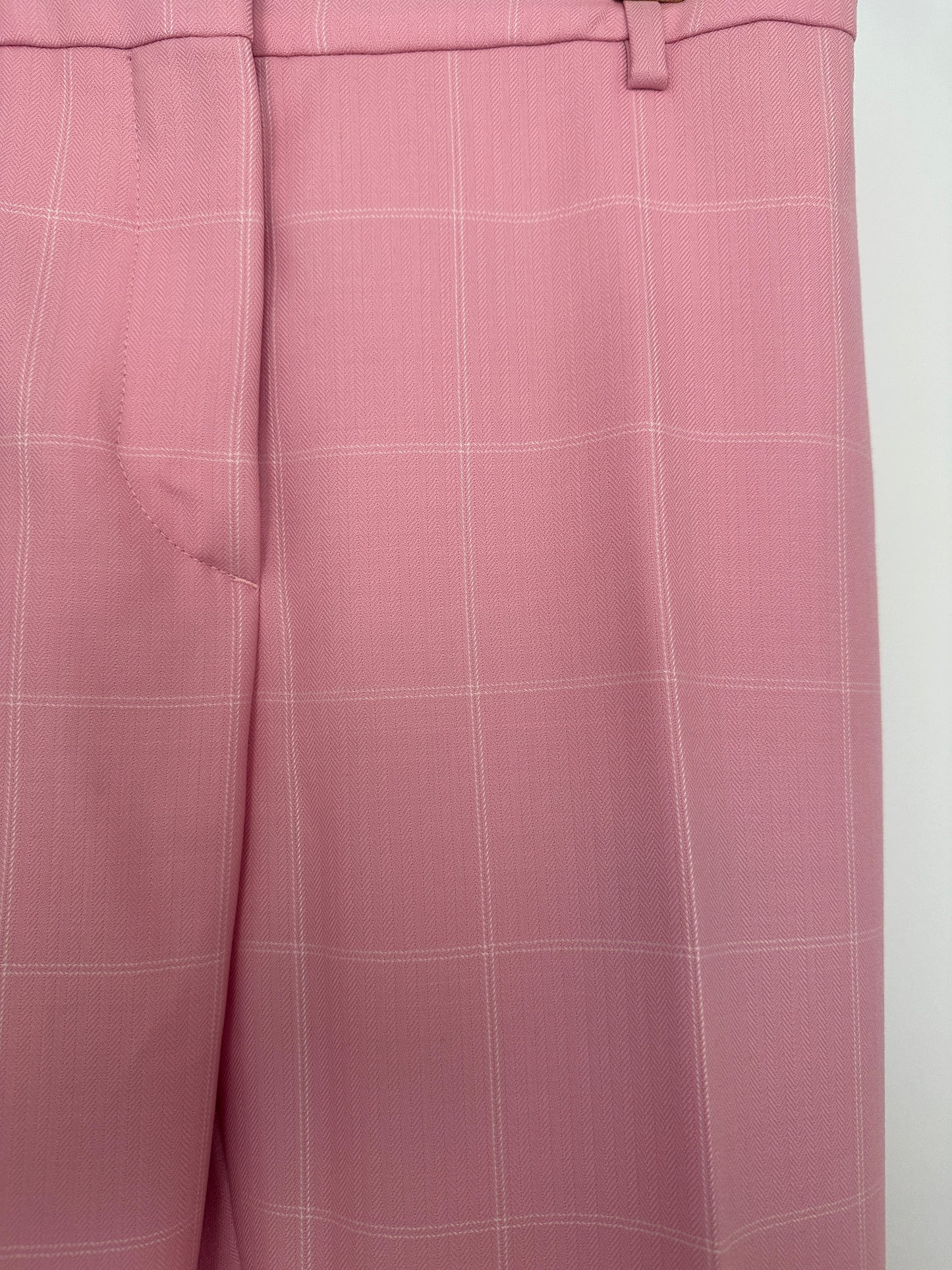 Calvin Klein Candy Pink Check Suit Jacket and Straight Let Tro rs Set Size FR 38 (UK 10)