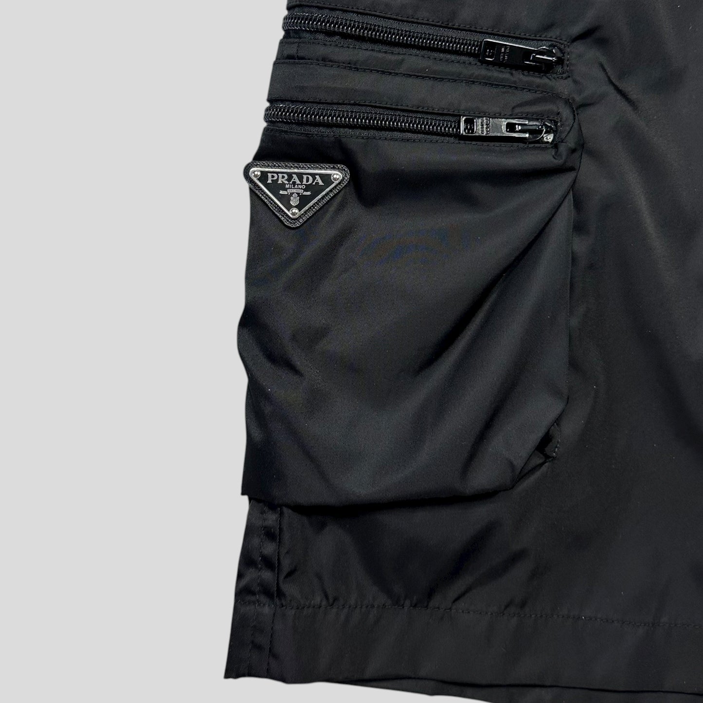Prada 2023 Re-nylon Plaque Logo Bermuda Cargo Shorts - L