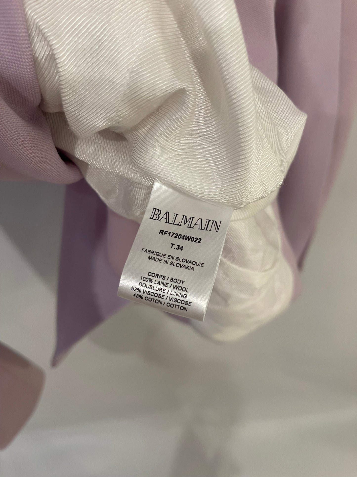 Balmain Lilac Wool Blazer Jacket with Silver Buttons Size FR 34 (UK 6)