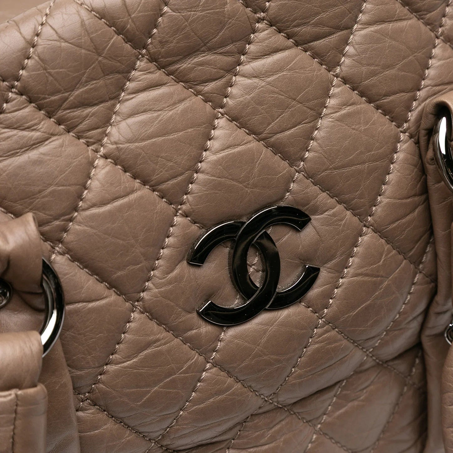 Brown Chanel Distressed Lambskin Lady Braid Bowler Bag