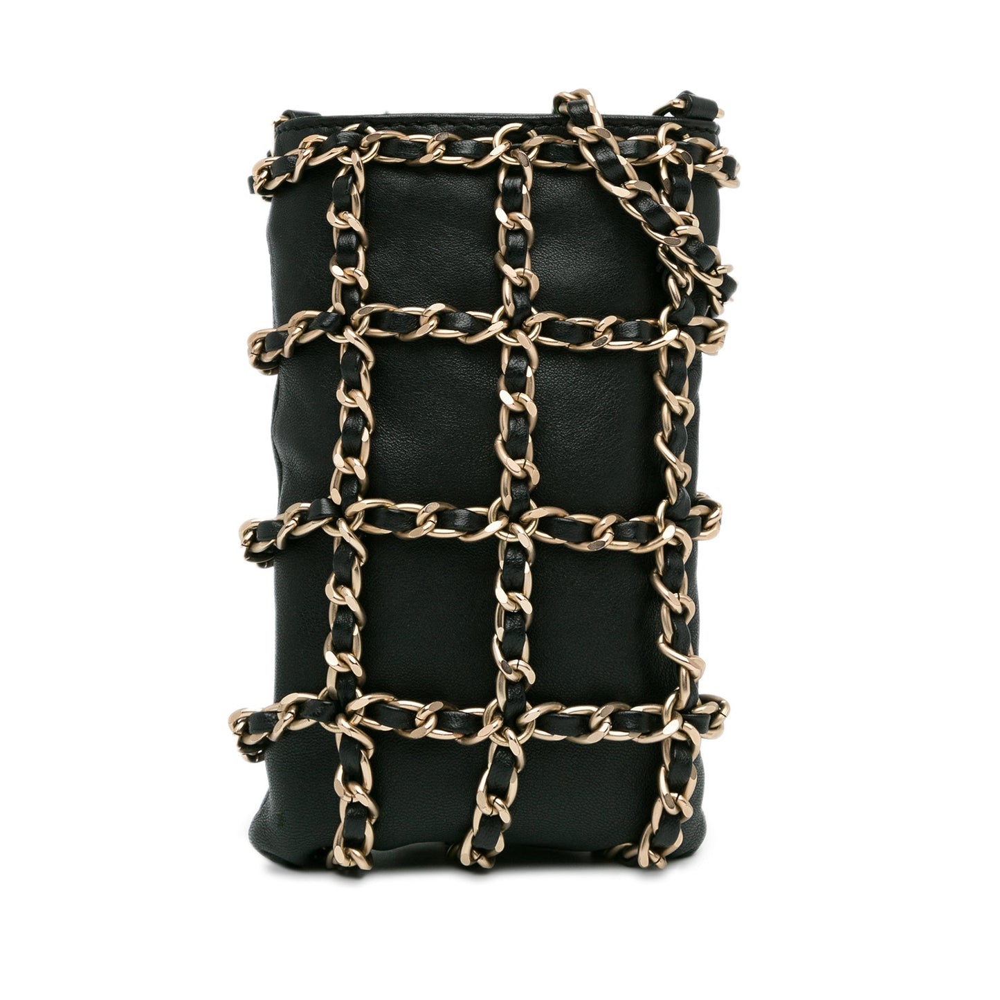 Black Chanel Lambskin Tech Me Out Clutch With Chain Crossbody Bag