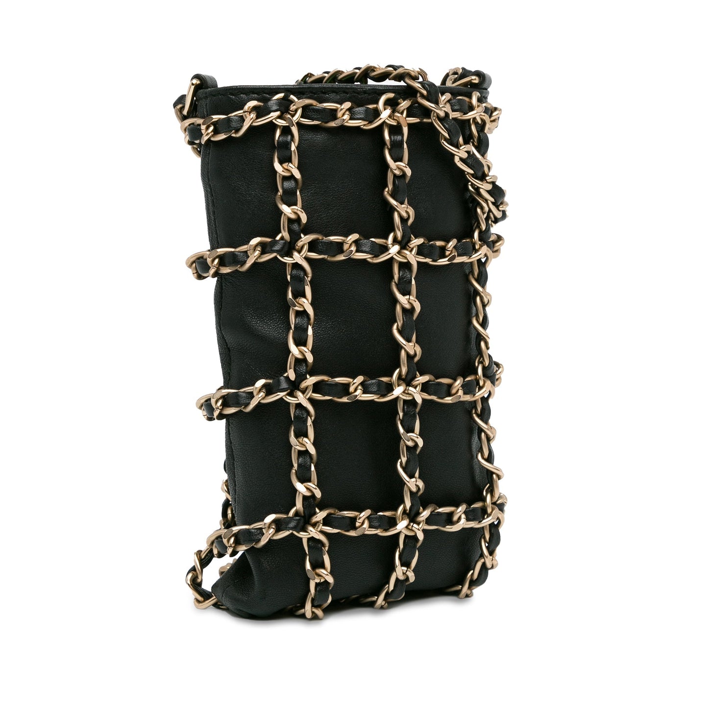 Black Chanel Lambskin Tech Me Out Clutch With Chain Crossbody Bag