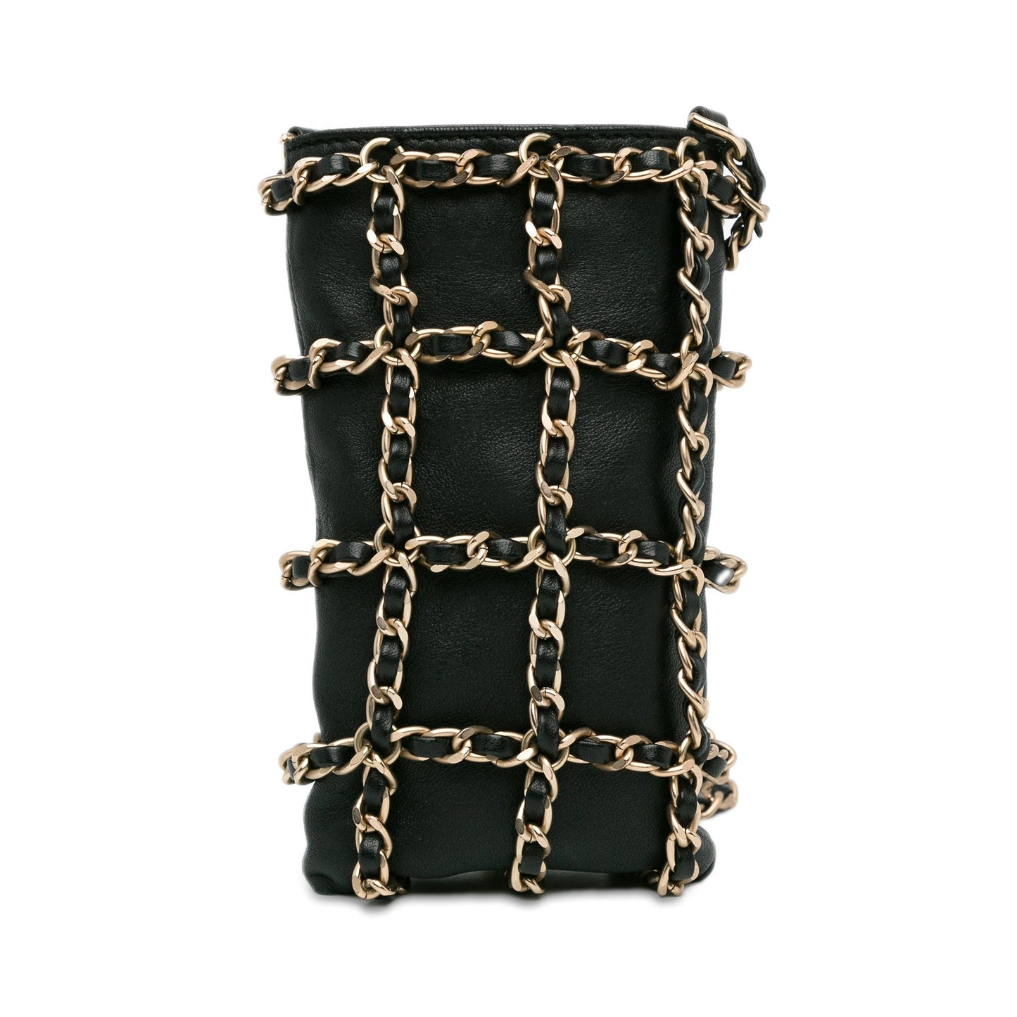 Black Chanel Lambskin Tech Me Out Clutch With Chain Crossbody Bag