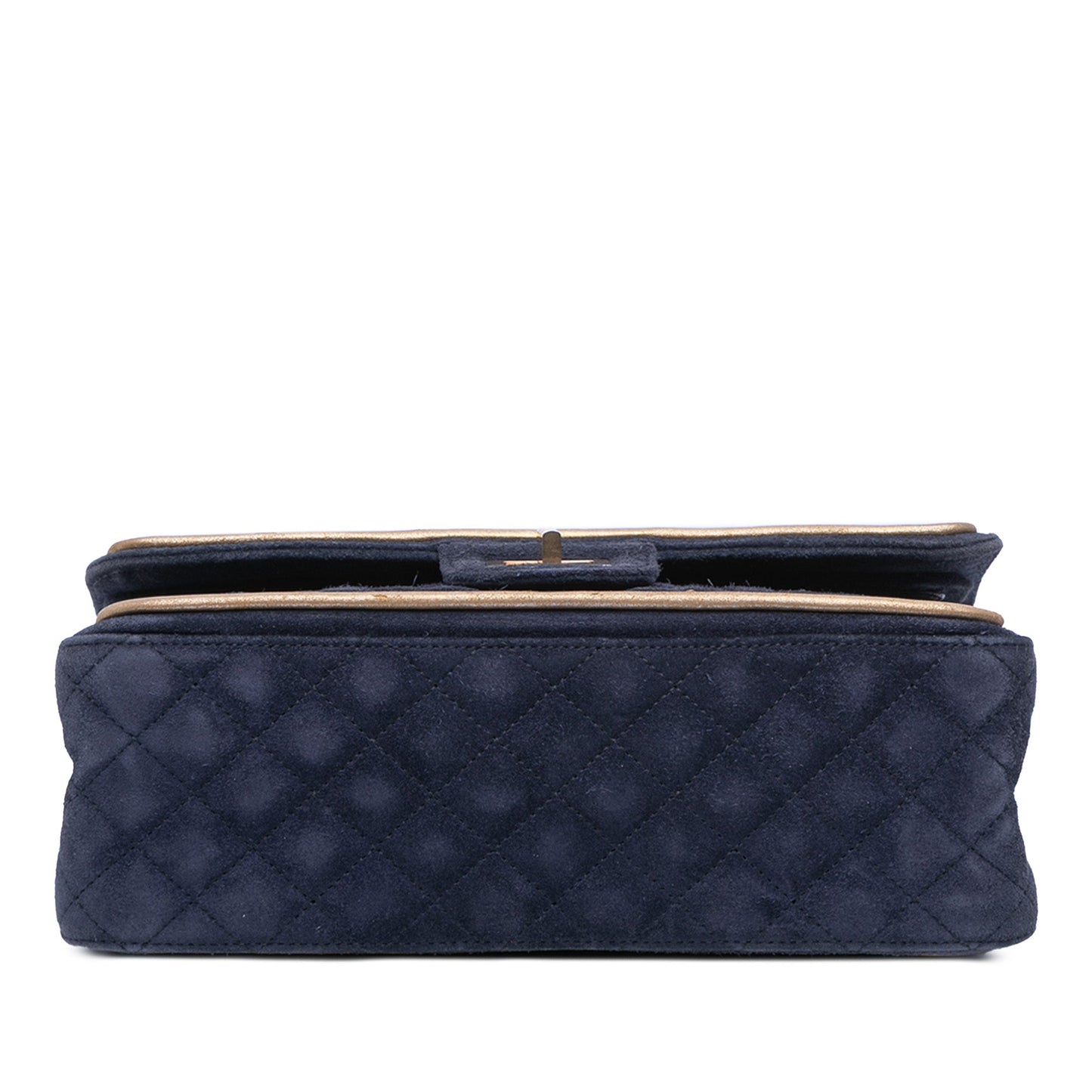 Blue Chanel Reissue 2.55 Quilted Suede Double Flap 225 Shoulder Bag