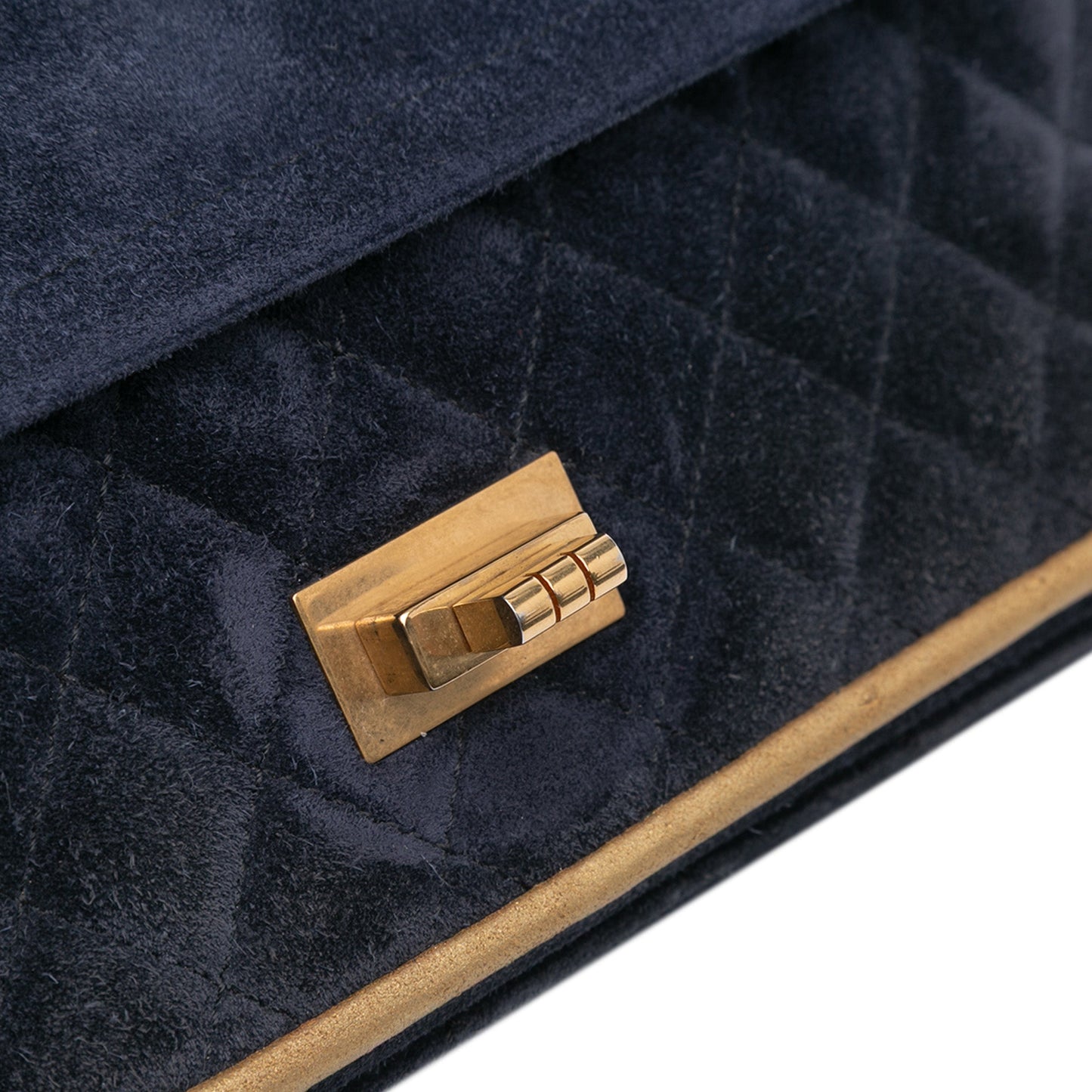 Blue Chanel Reissue 2.55 Quilted Suede Double Flap 225 Shoulder Bag