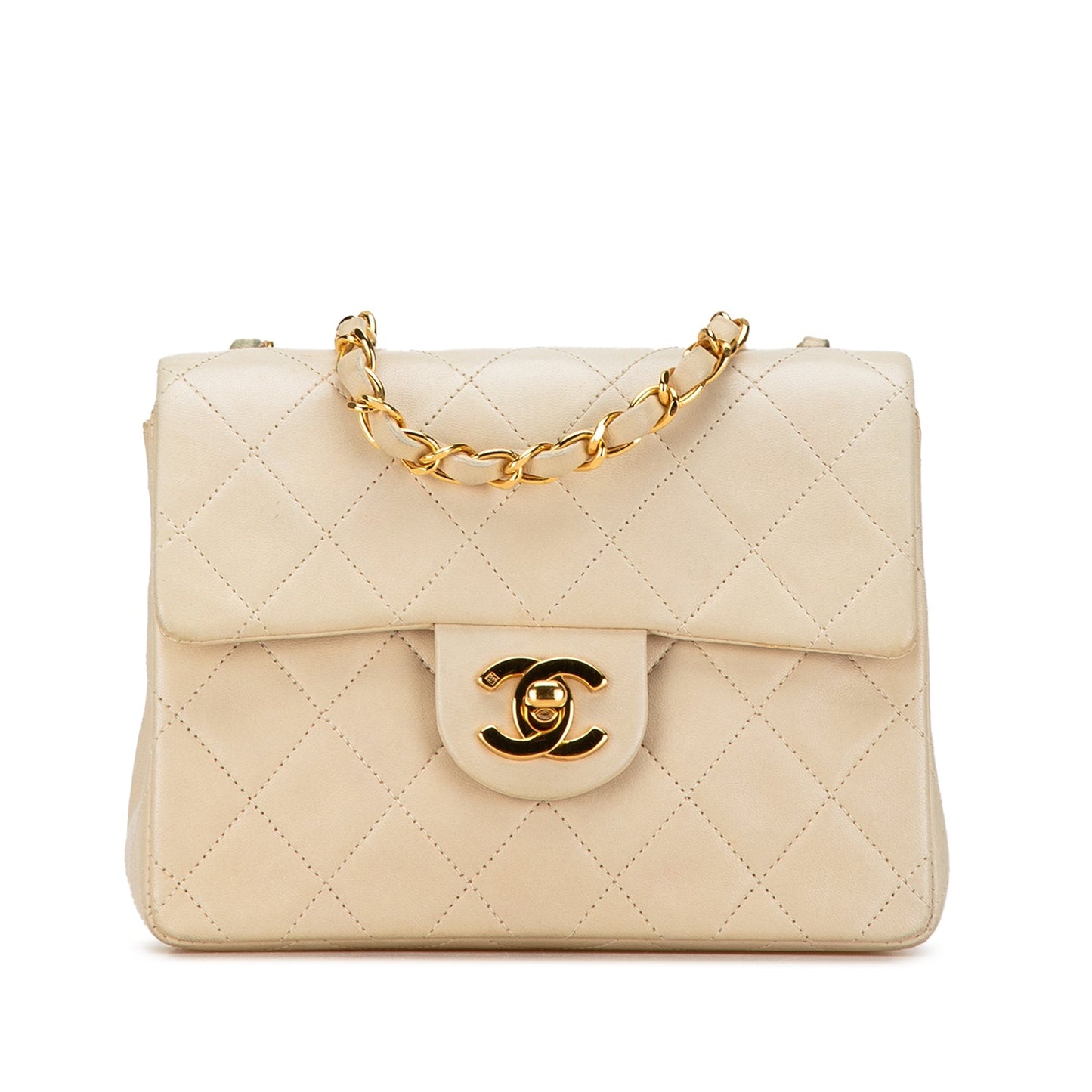 Brown Chanel Mini Square Classic Lambskin Single Flap Crossbody Bag