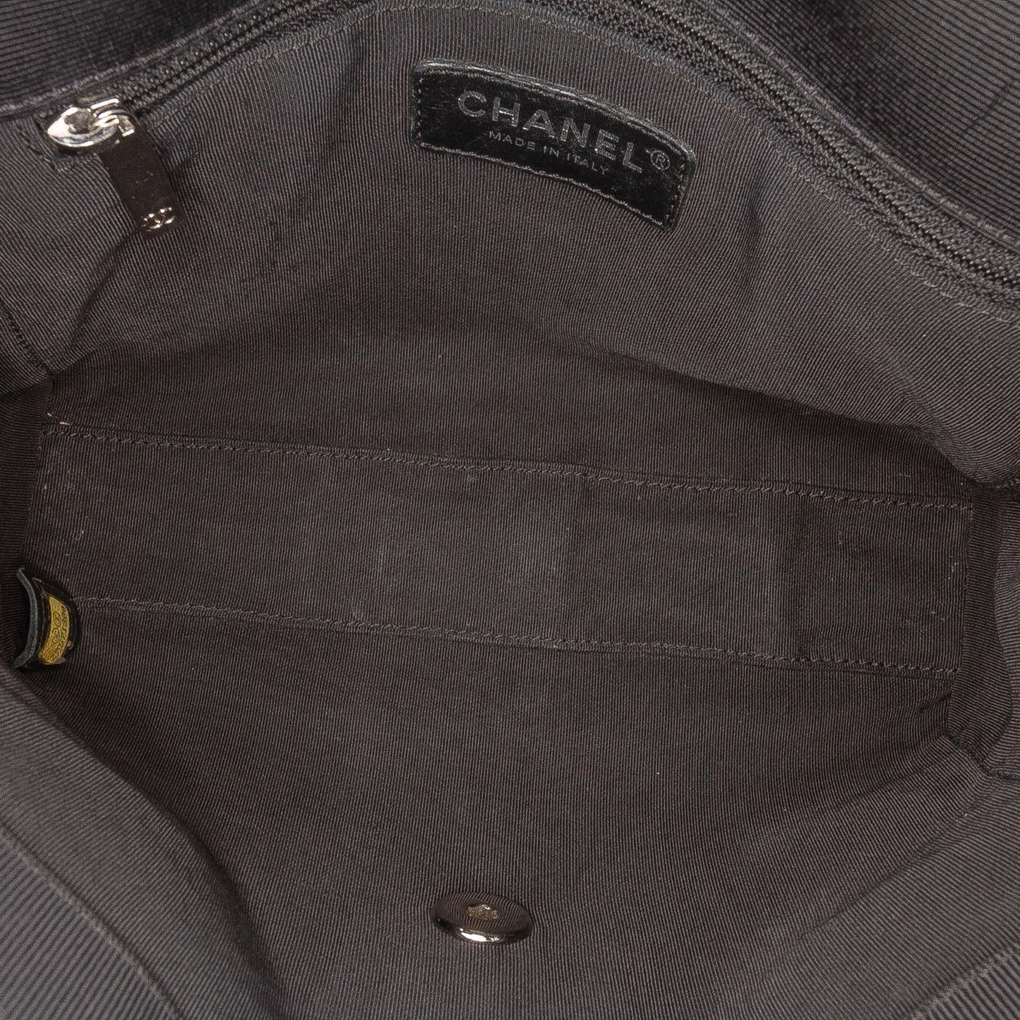 Black Chanel CC Quilted Crumpled Calfskin and Grosgrain Flap Crossbody Bag