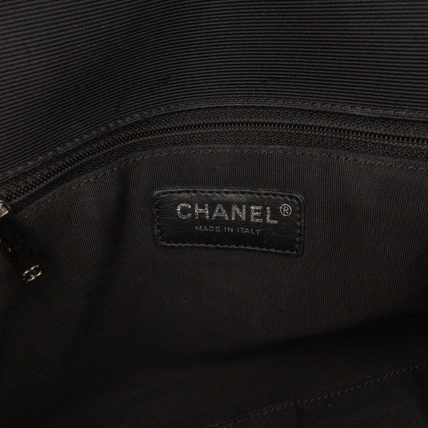 Black Chanel CC Quilted Crumpled Calfskin and Grosgrain Flap Crossbody Bag