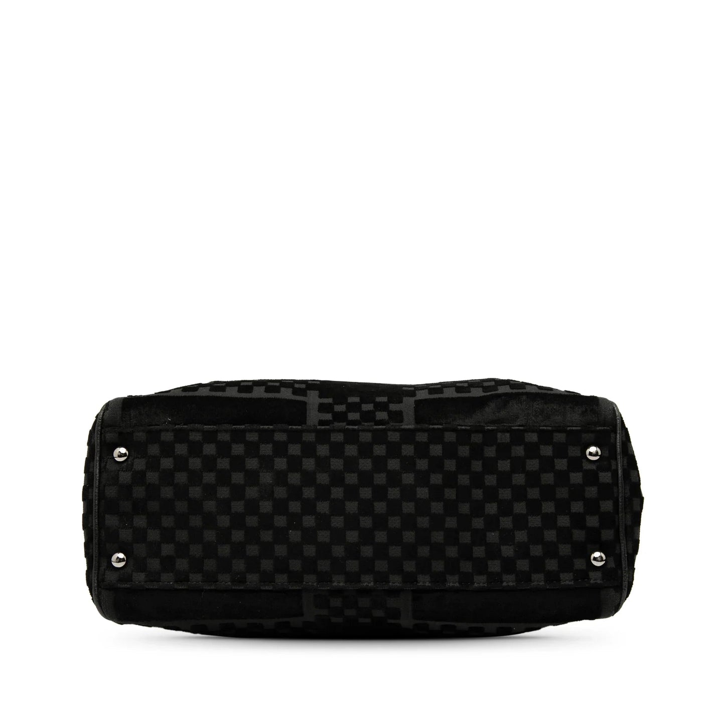 Black Chanel CC Check Embossed Velvet Belted Side Frame Bag