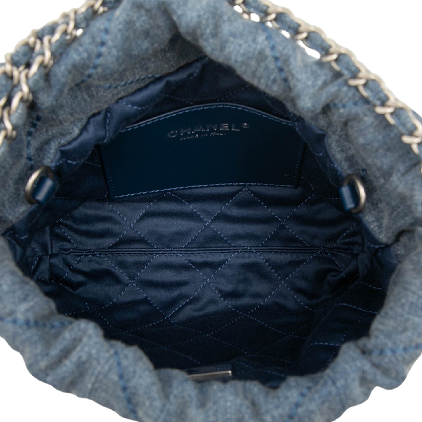 Blue Chanel Mini Denim Studded 22 Handbag Satchel