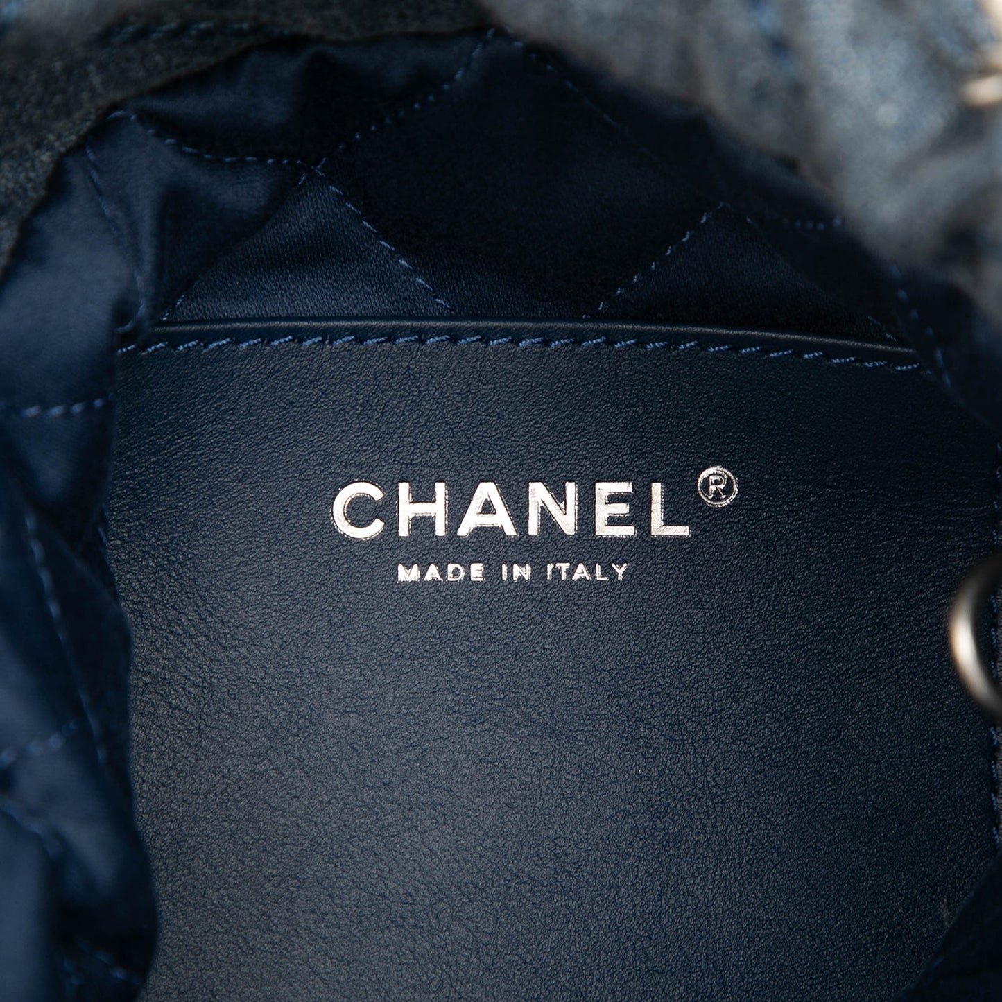 Blue Chanel Mini Denim Studded 22 Handbag Satchel