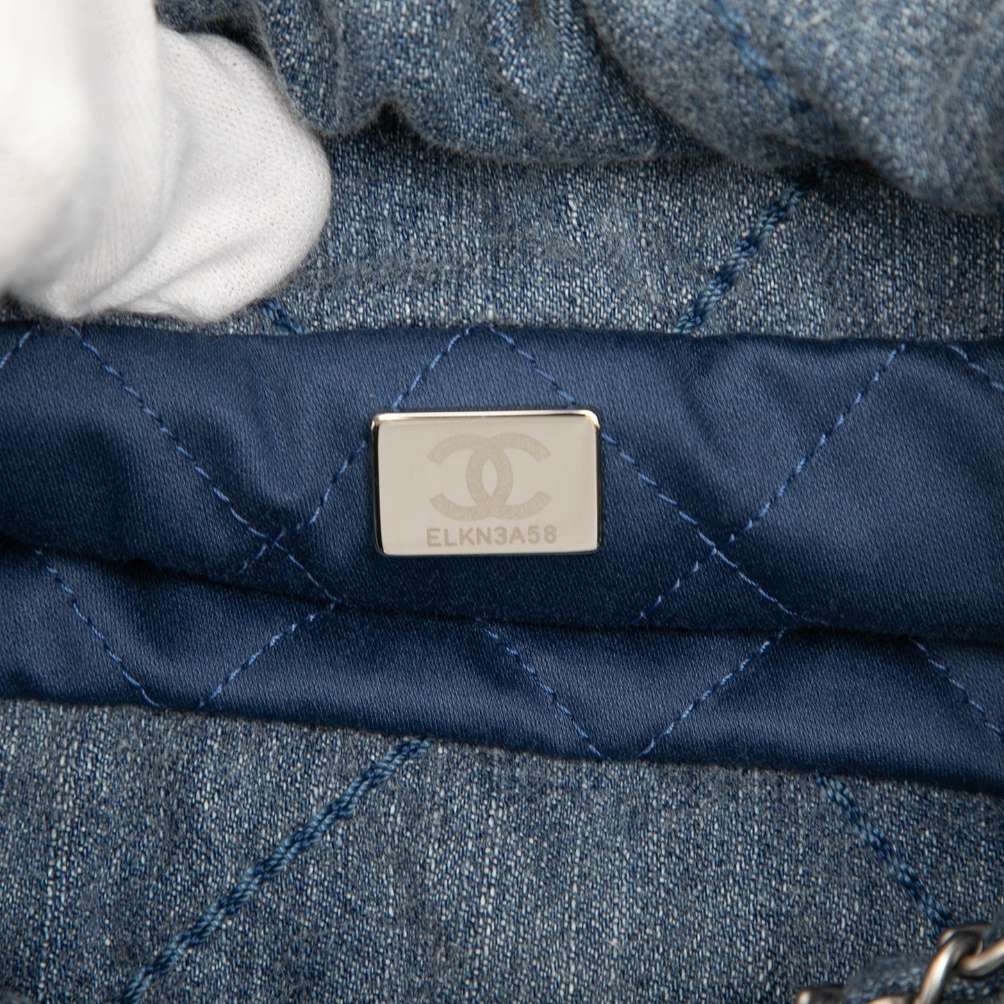 Blue Chanel Mini Denim Studded 22 Handbag Satchel