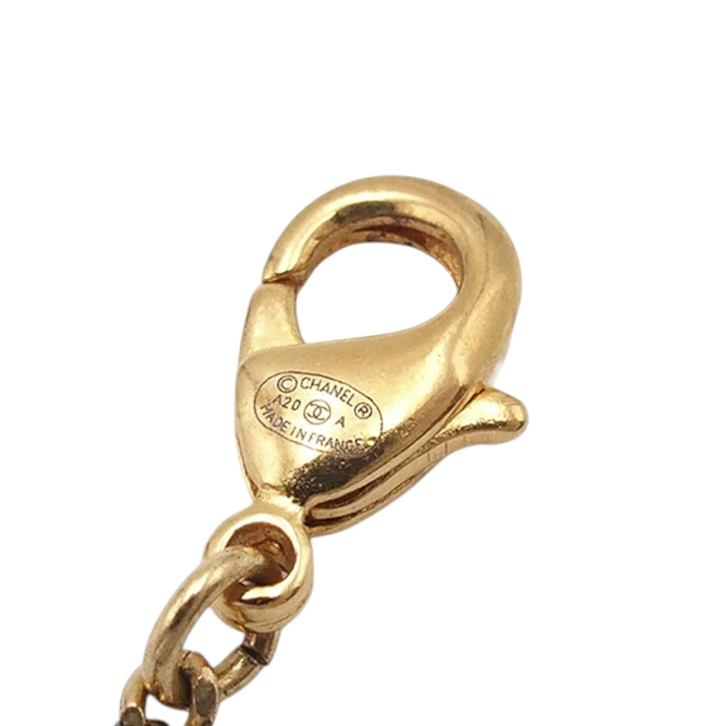 Gold Chanel Gold Plated Crystal and Faux Pearl CC Perfume Bottle Pendant Necklace