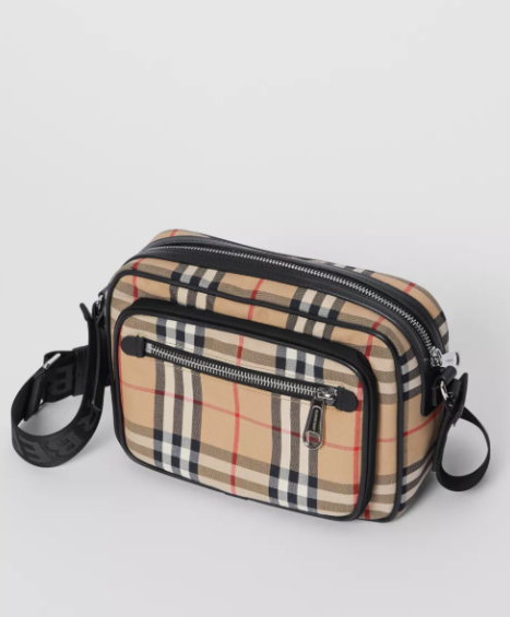 Burberry   Check And Leather Crossbody Bag Archive Beige