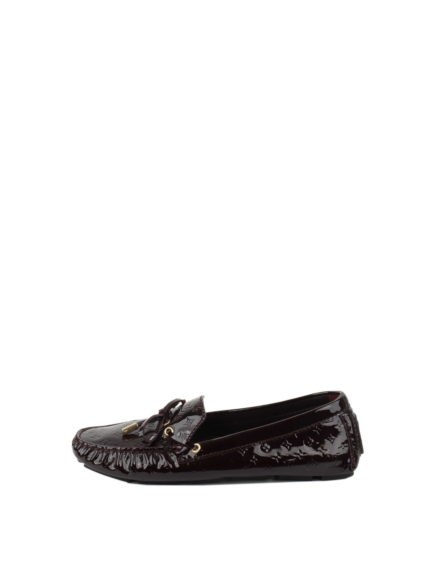 Louis Vuitton Burgundy Patent Leather Oxford Loafers.