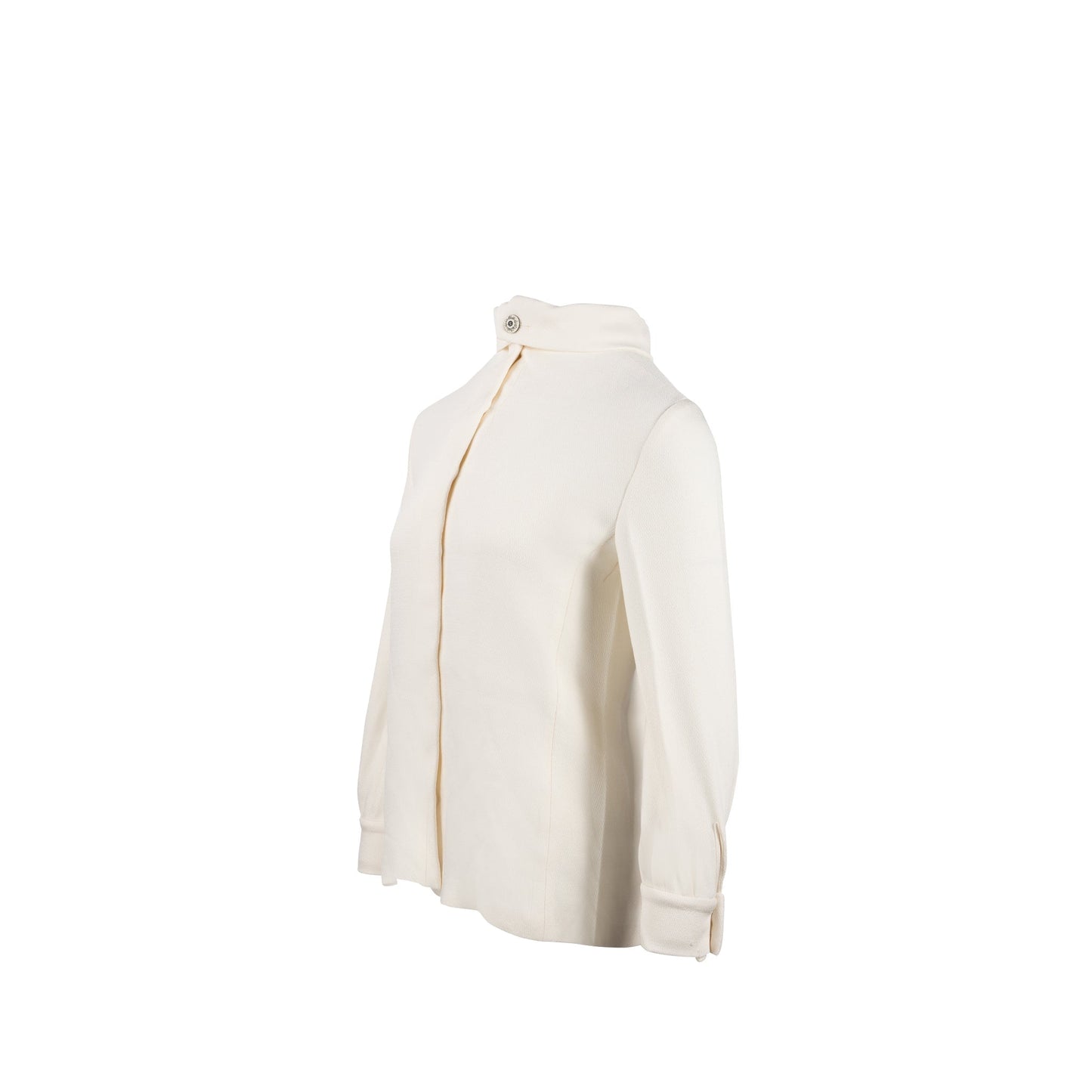CHANEL Size 34 22C Runway Silk Crepe Blo  White