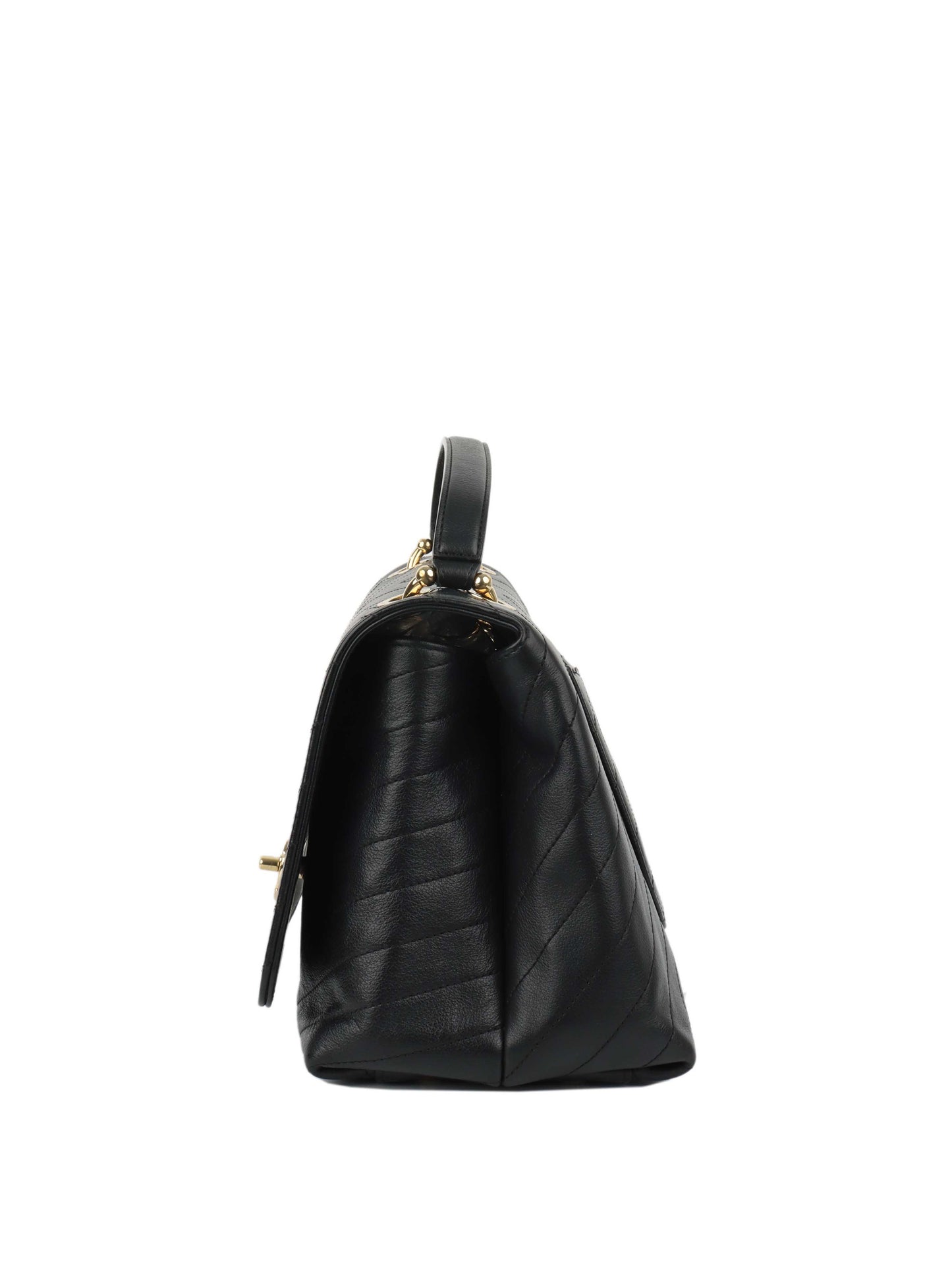 Chanel Black Chevron Chic Top Handle Flap Bag LGHW.