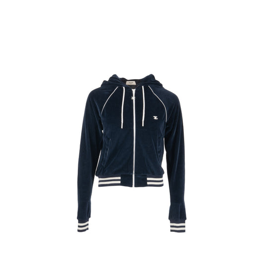Celine Size Velvet Bomber Jacket Cotton/Polyamide Dark Blue