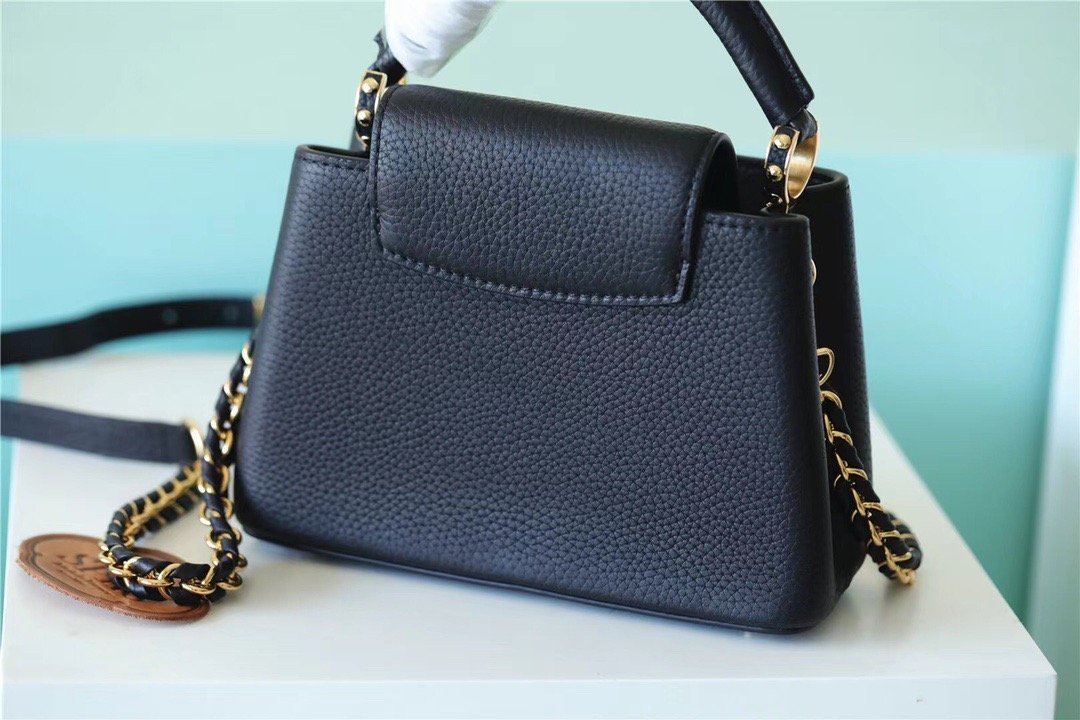 Top Quality Capucines Mini Taurillon Black For Women,  Shoulder And Crossbody Bags 21cm/8.3in Top Quality
