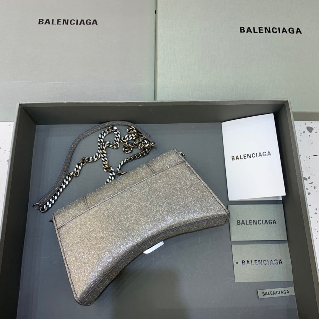 Top Quality Hourglass Wallet On Chain in Golden Gray, For Women,  Bags 9in/23cm