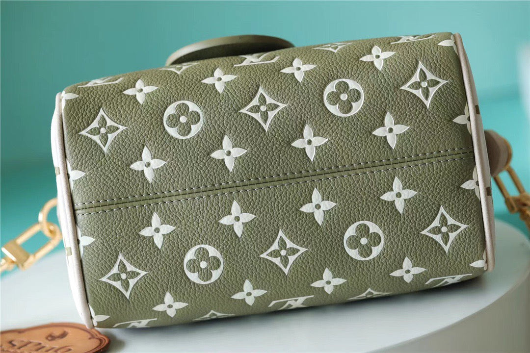 Top Quality Speedy Bandouliere 20 PM Monogram Empreinte Khaki Green / Beige / CreamFor Women,  Shoulder And Crossbody Bags 20.5cm/8.1in Top Quality M46118