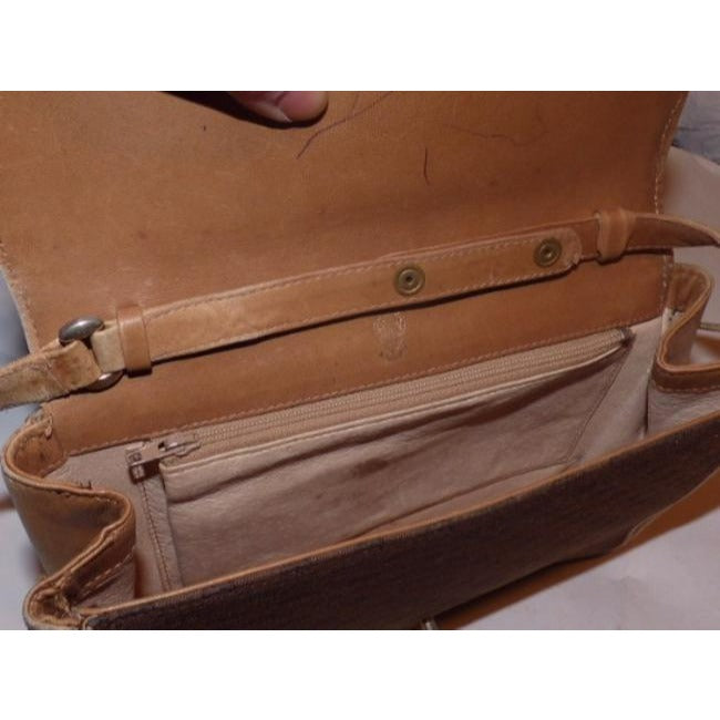 Gucci   Camel Leather Brown Small G Logo Print Canvas And Cross Body Bag