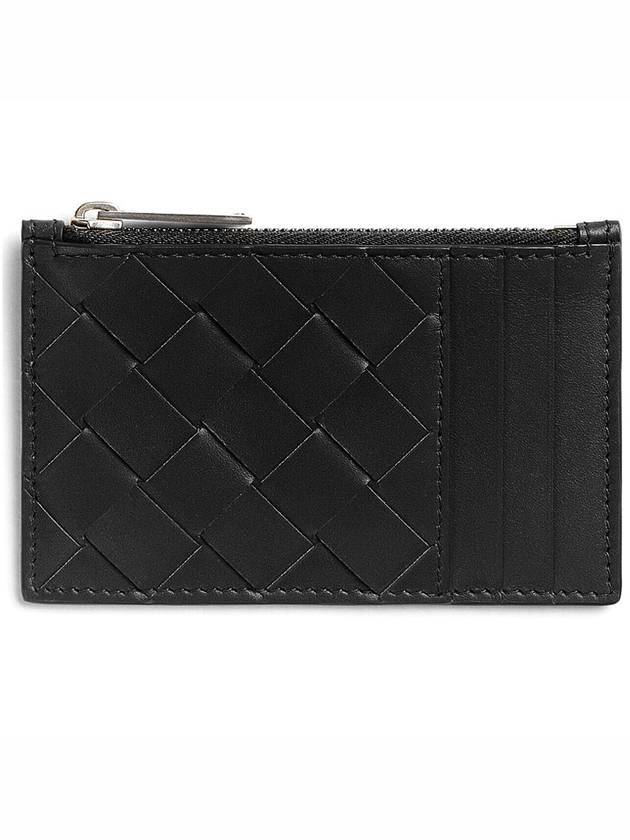 Luxury Bottega Veneta Intrecciato Zipped Card Case Black