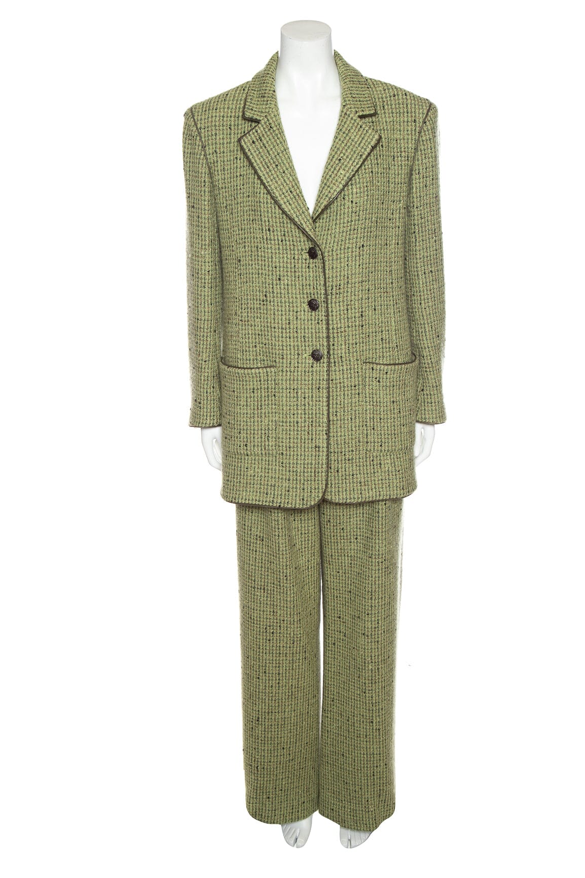 Chanel   1997 Autumn Moss Wide Leg Suit SZ 40
