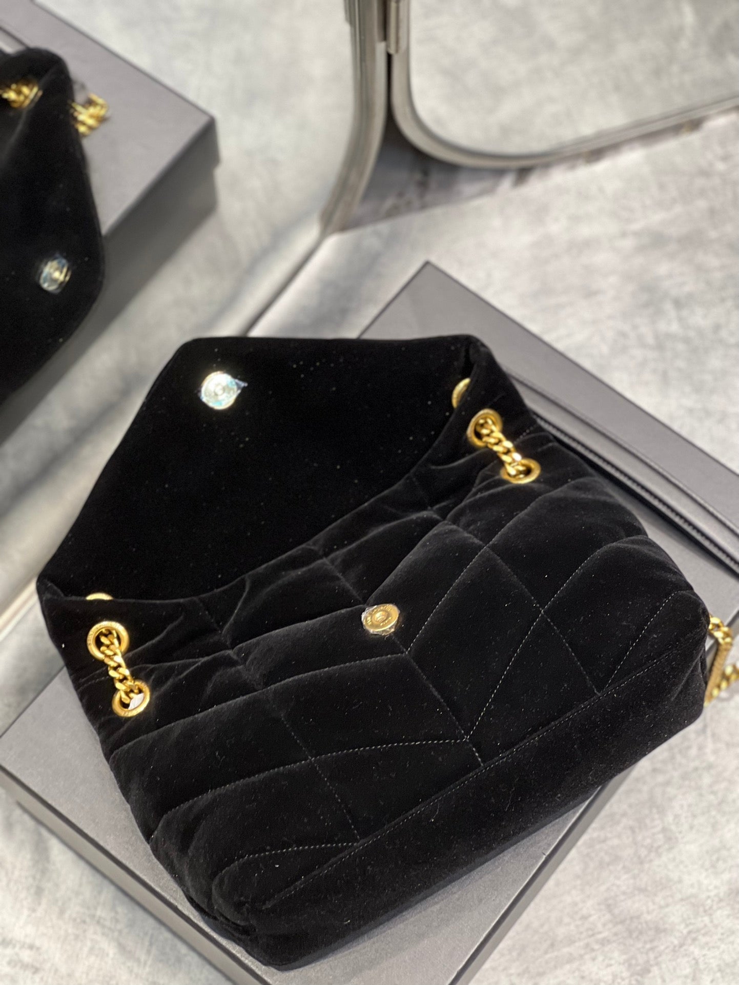 YSSL Puffer Small Chain Bag Black For Women, Women’s Bags 11in/29cm YSL‎