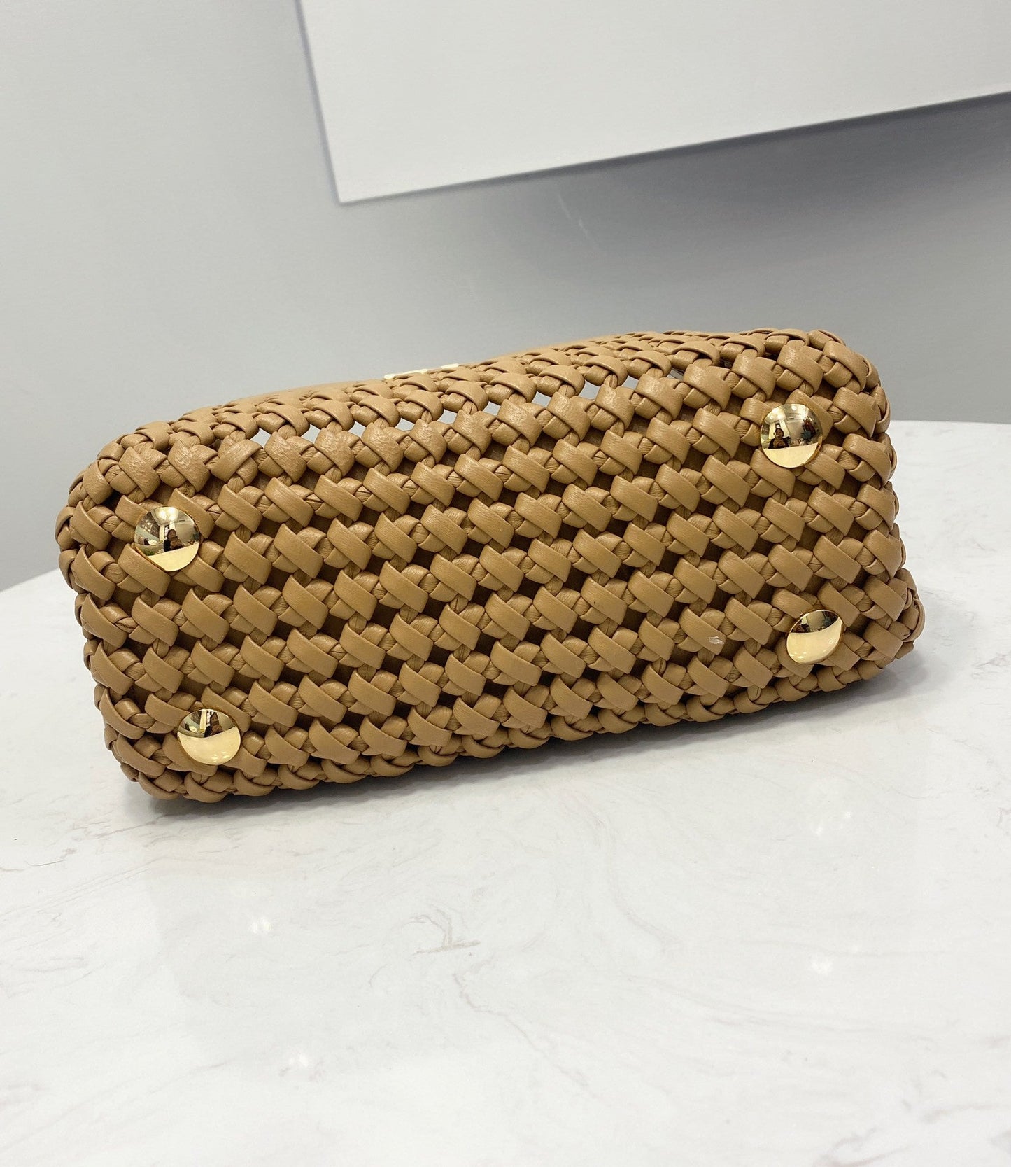 Top QualityTop Quality Peekaboo Mini Light Brown Braided Bag For Woman 18cm/7in