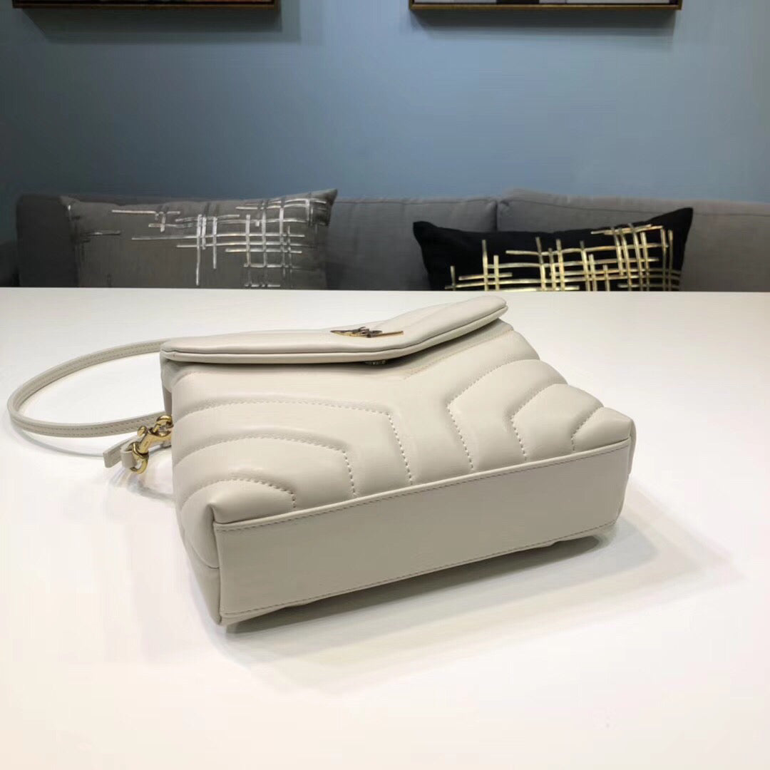 Top Quality Loulou Mini Shoulder Bag White For Women 7in/18cm YSL