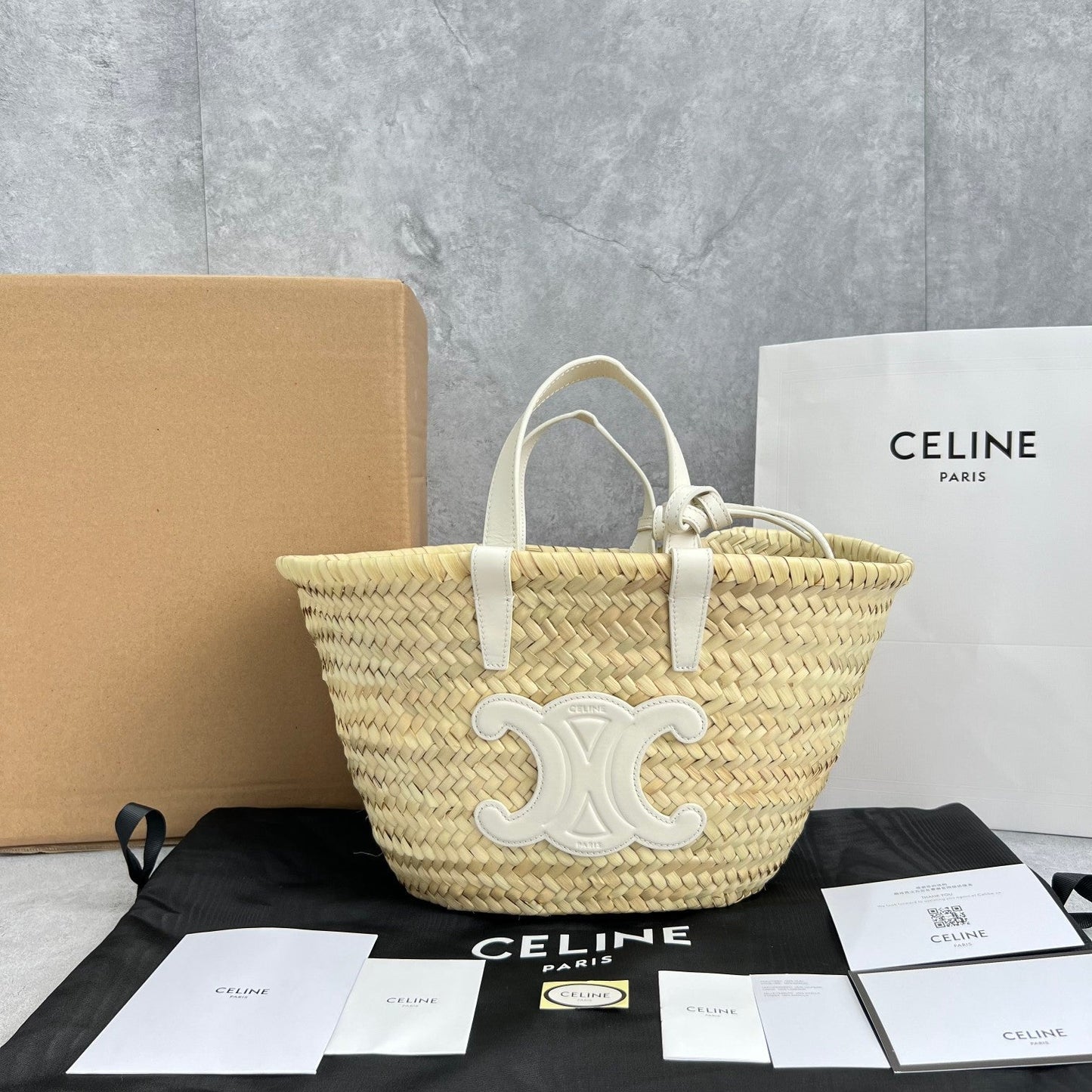 Top Quality Teen Triomphe Top Quality Classic Panier In Palm Leaves And Lizard White For Women 8in/20cm