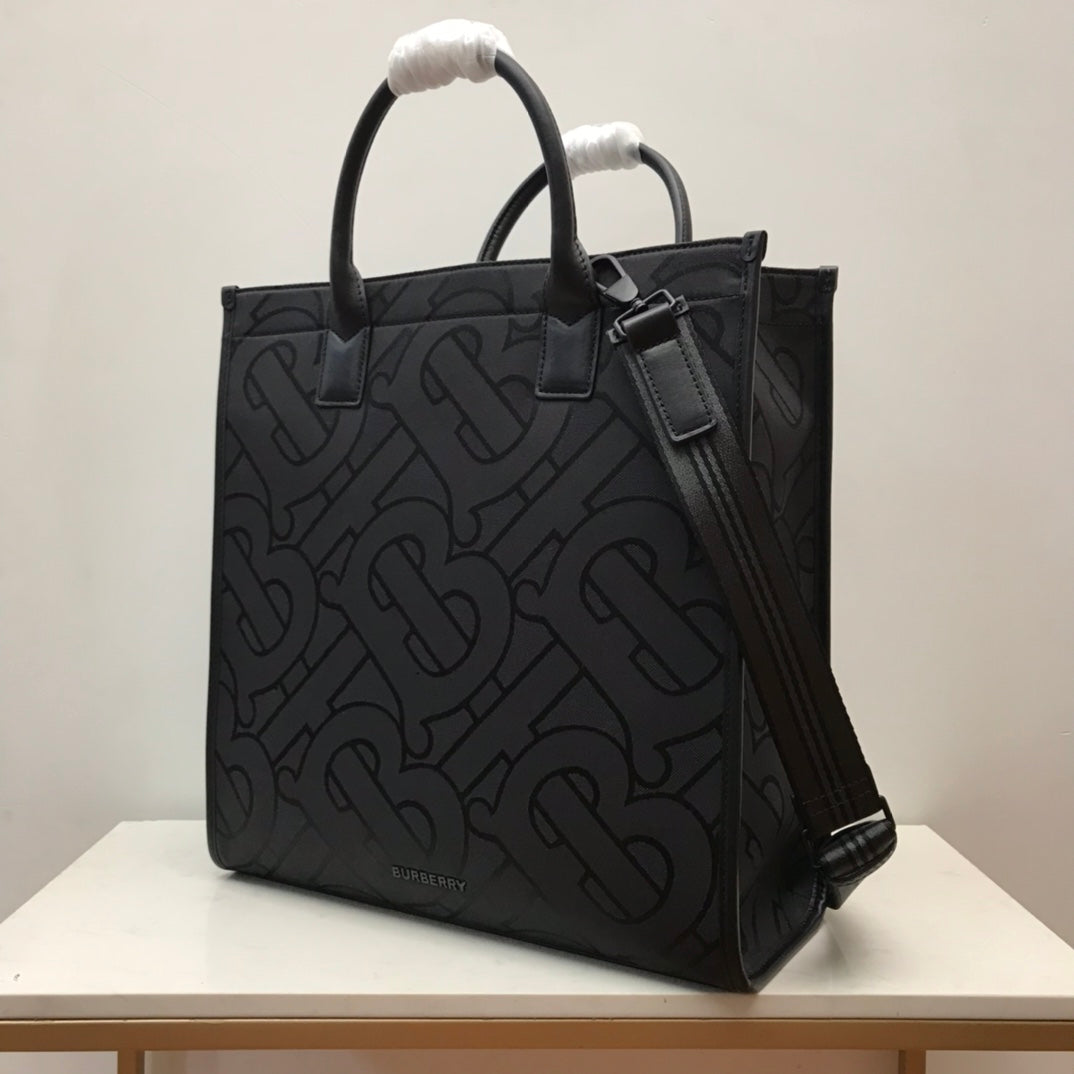 Top Quality Monogram Recycled Polyester Jacquard Tote Black For Women, Bags 14.8in/37.5cm