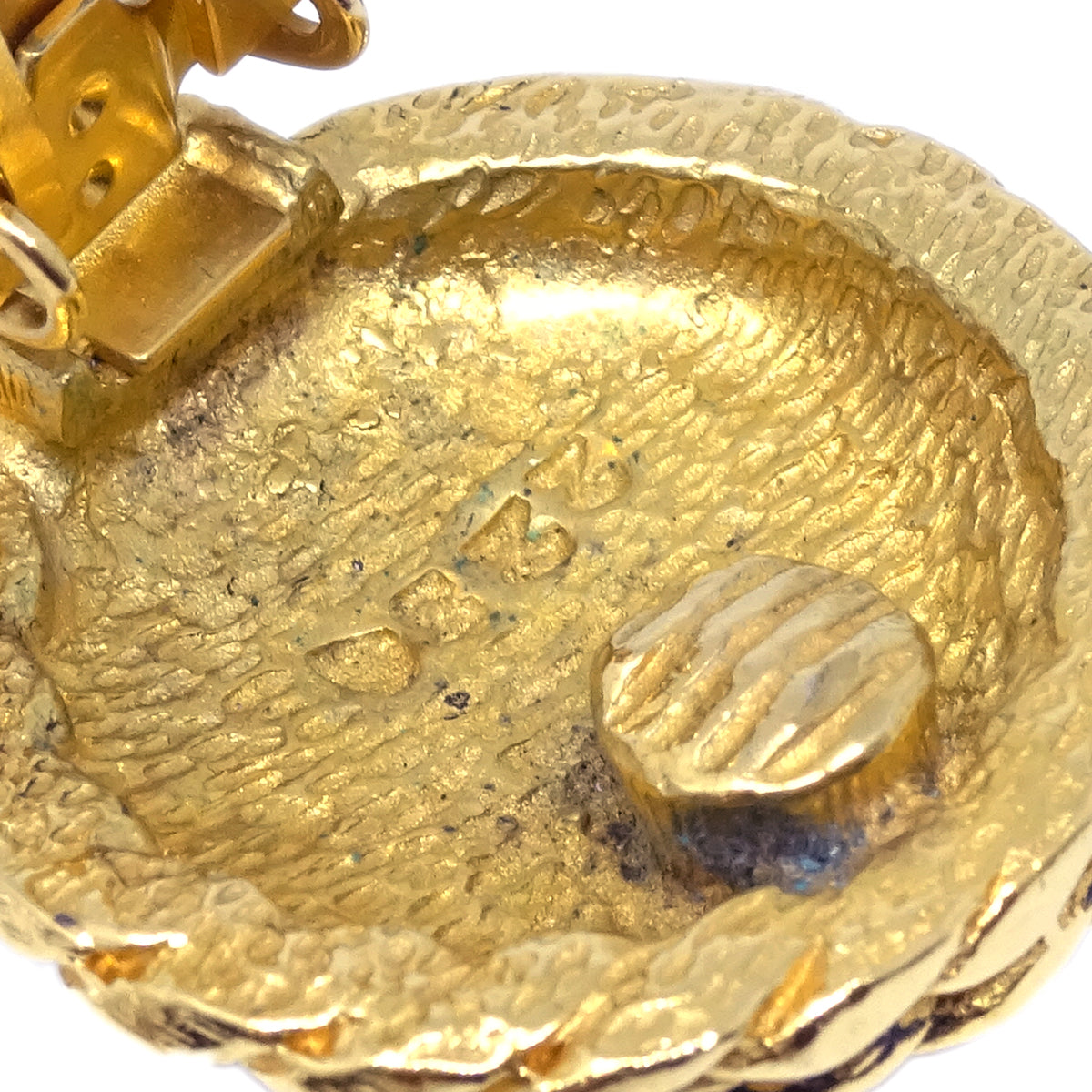 Chanel Button Earrings Gold Clip-On 2236