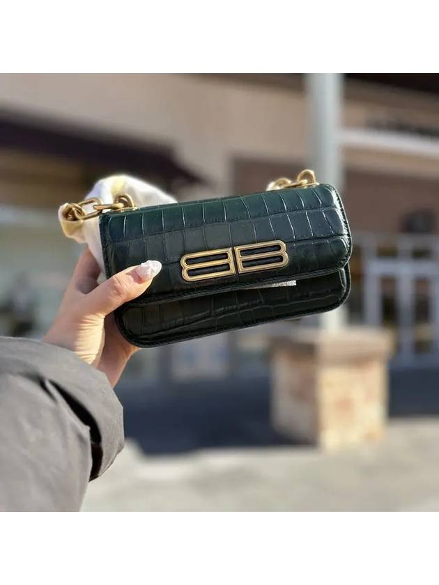 Luxury Balenciaga Trending 2025 Crocker Leather Gossip Shoulder Bag Green