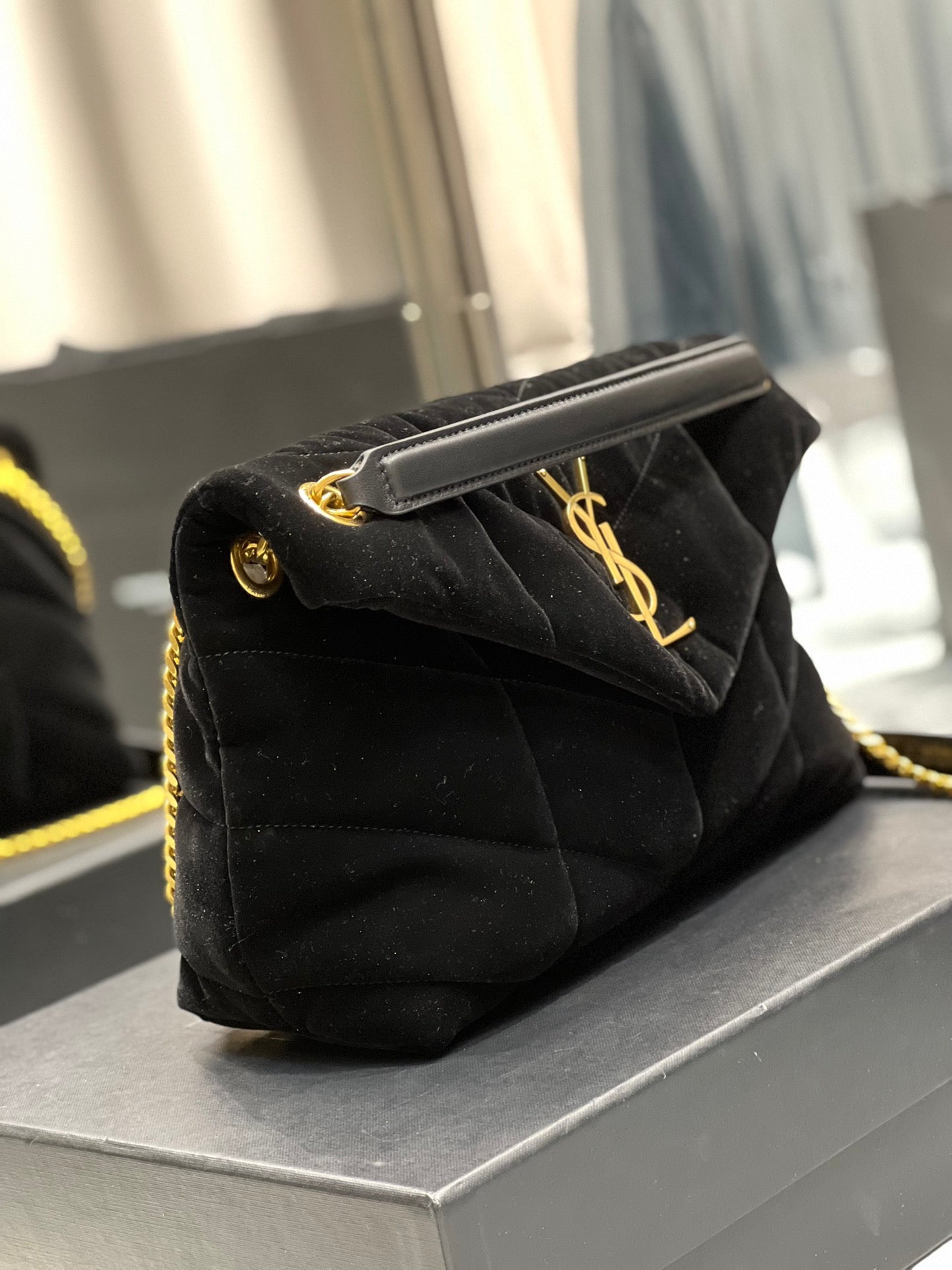 YSSL Puffer Small Chain Bag Black For Women, Women’s Bags 11in/29cm YSL‎