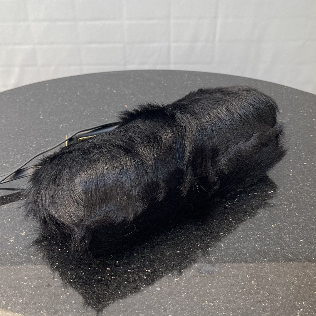 Top QualityTop Quality Top QualityTop Qualityrst Small Black Fox Fur Bag For Woman 26cm/10in